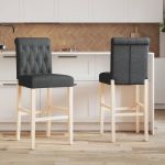 Scaune de bar, 2 buc., lemn masiv de hevea și textil GartenMobel Dekor