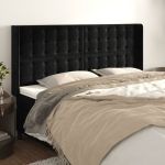 Tăblie de pat cu aripioare, negru, 163x16x118/128 cm, catifea GartenMobel Dekor
