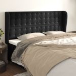 Tăblie de pat cu aripioare, negru, 163x23x118/128 cm, catifea GartenMobel Dekor
