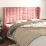 Tăblie de pat cu aripioare, roz, 163x23x118/128 cm, catifea GartenMobel Dekor