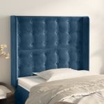 Tăblie pat cu aripioare albastru închis 83x16x118/128cm catifea GartenMobel Dekor
