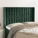 Tăblie pat cu aripioare verde închis 147x16x118/128 cm catifea GartenMobel Dekor