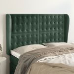 Tăblie pat cu aripioare verde închis 147x23x118/128 cm catifea GartenMobel Dekor