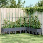 Jardinieră de grădină cu spalier, gri, 200x160x142,5 cm, PP GartenMobel Dekor