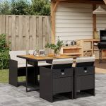 Set mobilier de grădină cu perne, 5 piese, negru, poliratan GartenMobel Dekor
