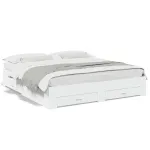 Cadru de pat cu sertare, alb, 180x200 cm, lemn prelucrat GartenMobel Dekor