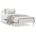 Cadru de pat cu tăblie, alb, 90x190 cm, lemn masiv pin GartenMobel Dekor