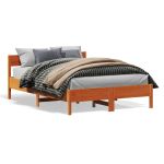 Cadru de pat cu tăblie, maro ceruit, 120x190 cm, lemn masiv pin GartenMobel Dekor