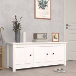 Dulap pentru pantofi, alb, 110x38x45,5 cm, lemn masiv pin GartenMobel Dekor