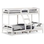 Pat supraetajat, 80x200/120x200 cm, alb, lemn masiv de pin GartenMobel Dekor