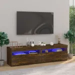 Comodă TV cu lumini LED, 2 buc., stejar afumat, 75x35x40 cm GartenMobel Dekor