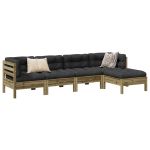 Set mobilier de grădină cu perne, 5 piese, lemn de pin tratat GartenMobel Dekor