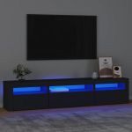 Comodă TV cu lumini LED, negru, 195x35x40 cm GartenMobel Dekor
