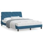 Cadru de pat cu tăblie, albastru, 140x190 cm, catifea GartenMobel Dekor