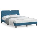 Cadru de pat cu tăblie, albastru, 140x200 cm, catifea GartenMobel Dekor