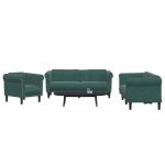 Set de canapele, 3 piese, verde închis, catifea GartenMobel Dekor
