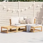 Set mobilier de grădină cu perne, 4 piese, lemn masiv de acacia GartenMobel Dekor