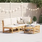 Set mobilier de grădină cu perne, 5 buc., lemn masiv acacia GartenMobel Dekor