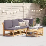 Set mobilier de grădină cu perne, 5 buc., lemn masiv acacia GartenMobel Dekor