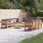 Set mobilier grădină cu perne, 9 piese, lemn masiv acacia GartenMobel Dekor