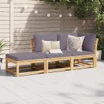 Set mobilier de grădină cu perne, 3 piese, lemn masiv acacia GartenMobel Dekor