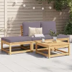Set mobilier de grădină cu perne, 4 piese, lemn masiv de acacia GartenMobel Dekor