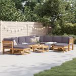 Set mobilier grădină cu perne, 11 piese, lemn masiv acacia GartenMobel Dekor