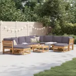 Set mobilier grădină cu perne, 11 piese, lemn masiv acacia GartenMobel Dekor