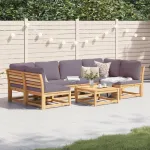 Set mobilier grădină cu perne, 7 piese, lemn masiv acacia GartenMobel Dekor