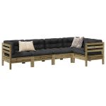 Set mobilier de grădină cu perne, 5 piese, lemn de pin tratat GartenMobel Dekor
