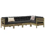 Set mobilier de grădină cu perne, 5 piese, lemn de pin tratat GartenMobel Dekor