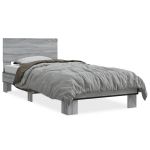 Cadru de pat, gri sonoma, 75x190 cm, lemn prelucrat și metal GartenMobel Dekor