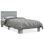 Cadru de pat, gri sonoma, 90x190 cm, lemn prelucrat și metal GartenMobel Dekor