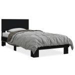 Cadru de pat, negru, 75x190 cm, lemn prelucrat și metal GartenMobel Dekor