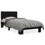 Cadru de pat, negru, 90x190 cm, lemn prelucrat și metal GartenMobel Dekor