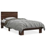 Cadru de pat, stejar maro, 75x190 cm, lemn prelucrat și metal GartenMobel Dekor