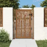 Poartă pentru grădină, 105x130 cm, oțel corten, model bambus GartenMobel Dekor