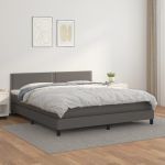 Pat box spring cu saltea, gri, 180x200 cm, piele ecologică GartenMobel Dekor