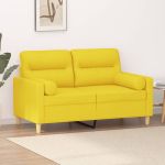 Canapea cu 2 locuri cu pernuțe, galben deschis, 120 cm, textil GartenMobel Dekor