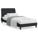 Pat cu saltea, negru, 90x190 cm, catifea GartenMobel Dekor