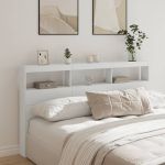 Tăblie cu dulap și LED, alb, 180x17x102 cm GartenMobel Dekor