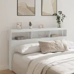 Tăblie cu dulap și LED, alb, 180x17x102 cm GartenMobel Dekor