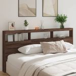 Tăblie de pat cu dulap și LED, stejar maro, 220x17x102 cm GartenMobel Dekor