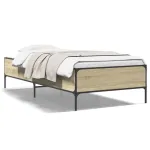 Cadru de pat, stejar sonoma, 75x190 cm, lemn prelucrat și metal GartenMobel Dekor