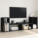 Dulap TV, 2 buc., negru, 75x30x50 cm, lemn prelucrat GartenMobel Dekor