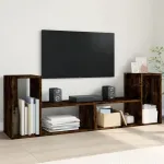 Dulapuri TV, 2 buc, stejar fumuriu, 75x30x50 cm, lemn prelucrat GartenMobel Dekor