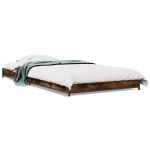 Cadru de pat, stejar fumuriu, 75x190cm, lemn prelucrat și metal GartenMobel Dekor