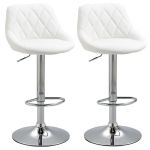 Set 2 scaune de bucatarie/bar, Marion, rotative, piele PU, alb si argintiu, 51.5x48x83-104 cm GartenVIP DiyLine