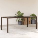 Masă de grădină cu blat din sticlă maro 190x90x75 cm poliratan GartenMobel Dekor
