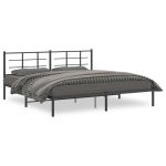 Cadru de pat metalic cu tăblie, negru, 193x203 cm GartenMobel Dekor